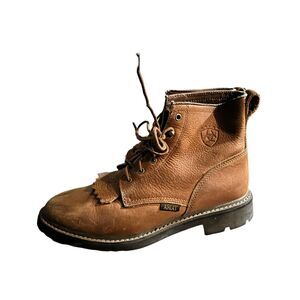 Ariat 31080 Women's Kiltie Lace Up Leather Roper Ankle Work Boots 77 B Brown